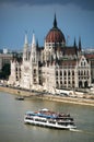 Budapest, Hungary - June, 02, 2018 - The beautiful facade of Hungarian Parliament Building of Budapest Royalty Free Stock Photo