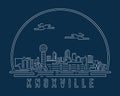 Knoxville - Cityscape with white abstract line corner curve modern style on dark blue background, building skyline city vector