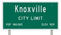 Knoxville road sign showing population and elevation