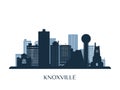 Knoxville skyline, monochrome silhouette. Royalty Free Stock Photo