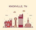 Knoxville skyline Tennessee USA vector line style Royalty Free Stock Photo