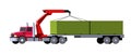 Knuckleboom crane container truck