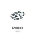 Knuckles outline vector icon. Thin line black knuckles icon, flat vector simple element illustration from editable asian concept Royalty Free Stock Photo