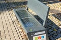 Knurow, Poland -08.10.2021-bench with photovoltaic panels in Knurow Royalty Free Stock Photo