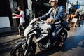 KO SAMUI, THAILAND - APRIL 13: Unidentified dirty biker in a water fight festival or Songkran Festival