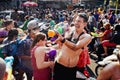 KO SAMUI, THAILAND - APRIL 13: Unidentified tourists in a water fight festival or Songkran Festival