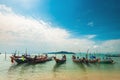 Thai long-tail fishing boats at Ko Samui Royalty Free Stock Photo