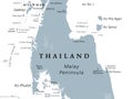 From Ko Samui to Phuket, Thailand, gray political map