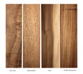 Koa-Curly,Cedar,Plum and Arariba wood samples Royalty Free Stock Photo