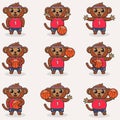 Funny Monkey Basketball cartoon set Royalty Free Stock Photo