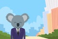 Koala Bear Cartoon Head Businessman Suit Profile