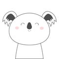 Koala bear face head line sketch icon. Kawaii animal. Cute cartoon character. Funny baby with eyes, nose, ears. Kids print. Love Royalty Free Stock Photo