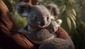 koala bear with her baby or joey in eucalyptus or gum tree Royalty Free Stock Photo