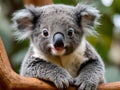 A koala bear perched on a tree branch, Royalty Free Stock Photo