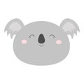 Koala bear round face head icon. Kawaii animal. Cute cartoon character. Funny baby with eyes, nose, ears. Kids print. Love Royalty Free Stock Photo