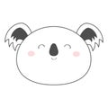 Koala bear round face head sketch line icon. Kawaii animal. Cute cartoon character. Funny baby with eyes, nose, ears. Kids print. Royalty Free Stock Photo