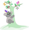 Koala Bear Tree with Birds and Butterflies Royalty Free Stock Photo