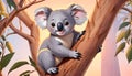 Koala bear tree child book colorful art decoration Royalty Free Stock Photo