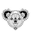 Koala bear zentangle stylized. Freehand vector illustration Royalty Free Stock Photo
