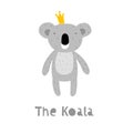 Koala Character Staying with Crown