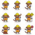 Vector illustration of Monkey character at construction site