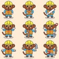 Cute Monkey Construction Contractor Illustration Royalty Free Stock Photo