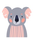 Koala cute animal baby face vector illustration. Hand drawn style nursery character. Scandinavian funny kid design Royalty Free Stock Photo