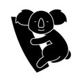 Koala cute icon, vector illustration, black sign on isolated background