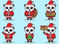 Cute Panda Santa Claus vector illustration. Royalty Free Stock Photo