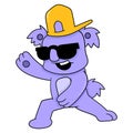 Koala dancing in the style of a rapper in sunglasses, doodle icon image kawaii