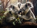 Ai Generated illustration Wildlife Concept of Koala Eating Royalty Free Stock Photo