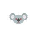Koala emoji head. Cute animal face emotion. Vector illustration