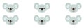 Koala emoji head set. Animal cute emotion face collection.