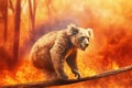 Koala escaping from Australian bushfires