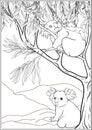 Koala and eucalyptus. Coloring page for the adult coloring book