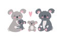 Koala family set. Vector illustration in cute flat style Royalty Free Stock Photo