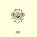 Koala flat Logo. Cute bear koala emblem. Kindergarten or kids development groups. Koala icon.