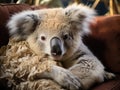 Koala flipping channels on tiny couch