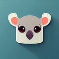 Koala head sticker. Cute gray koala portrait. Koala muzzle flat illustration. Digital illustration based on render by Royalty Free Stock Photo
