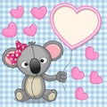 Koala with heart frame Royalty Free Stock Photo