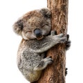 Koala Hugging Tree png Against Transparent Background for Wildlife Branding Educational Illustrations or Nature Design Projects Royalty Free Stock Photo