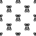 Koala icon in black style isolated on white background. Animals pattern stock vector illustration.