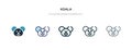 Koala icon in different style vector illustration. two colored and black koala vector icons designed in filled, outline, line and Royalty Free Stock Photo