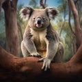 Koala the iconic wildlife animal on eucalyptus tree in Oatway national park Australia. Royalty Free Stock Photo