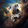 Koala the iconic wildlife animal on eucalyptus tree in Oatway national park Australia. Royalty Free Stock Photo