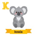 Koala. K letter. Cute children animal alphabet in . Funny