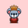 Koala King Cute Creative Kawaii Cartoon Mascot Logo