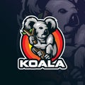 Koala mascot logo design vector with modern illustration concept style for badge, emblem and tshirt printing. klimbup koala