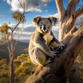 Koala in a natural habitat with a scenic background. AI Generative Royalty Free Stock Photo