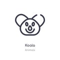 Koala outline icon. isolated line vector illustration from animals collection. editable thin stroke koala icon on white background